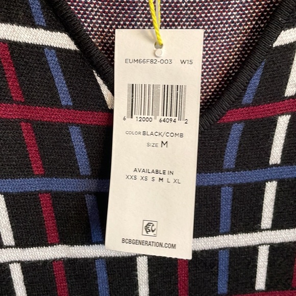 BCBGeneration Long Sleeve Sweater Dress with Windowpane print - Picture 2 of 4